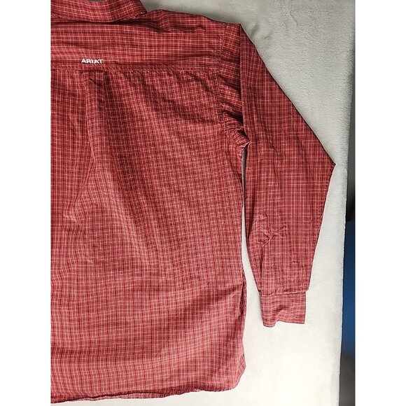 Ariat Pro Series Shirt Mens Red Check Western Cowboy Long Sleeve Button Down - Picture 10 of 14